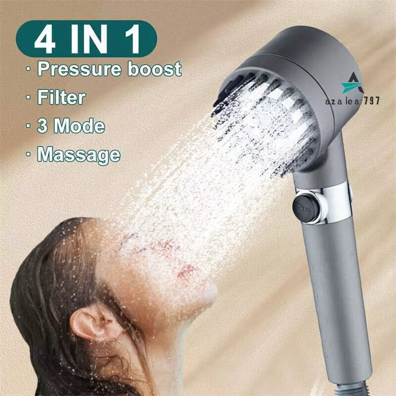 3 Modes Shower Head With Filter High Pressure Water Saving Massage Body Scalp UK