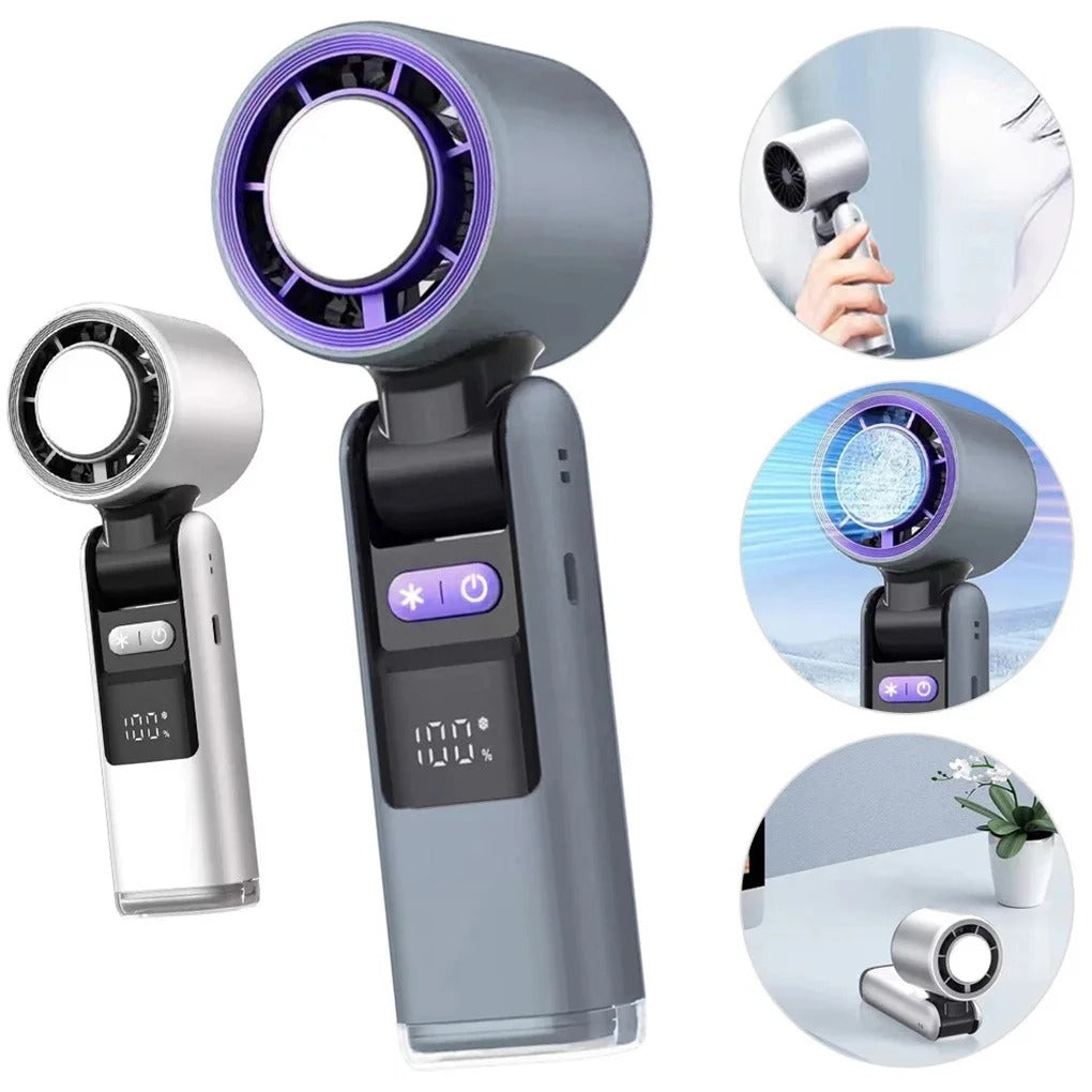 Violent Ice Cooling Fan Handheld Portable Fan Rechargeable Speed Ice Cooling Handheld Small Fan High Speed Folding Neck Type Fan