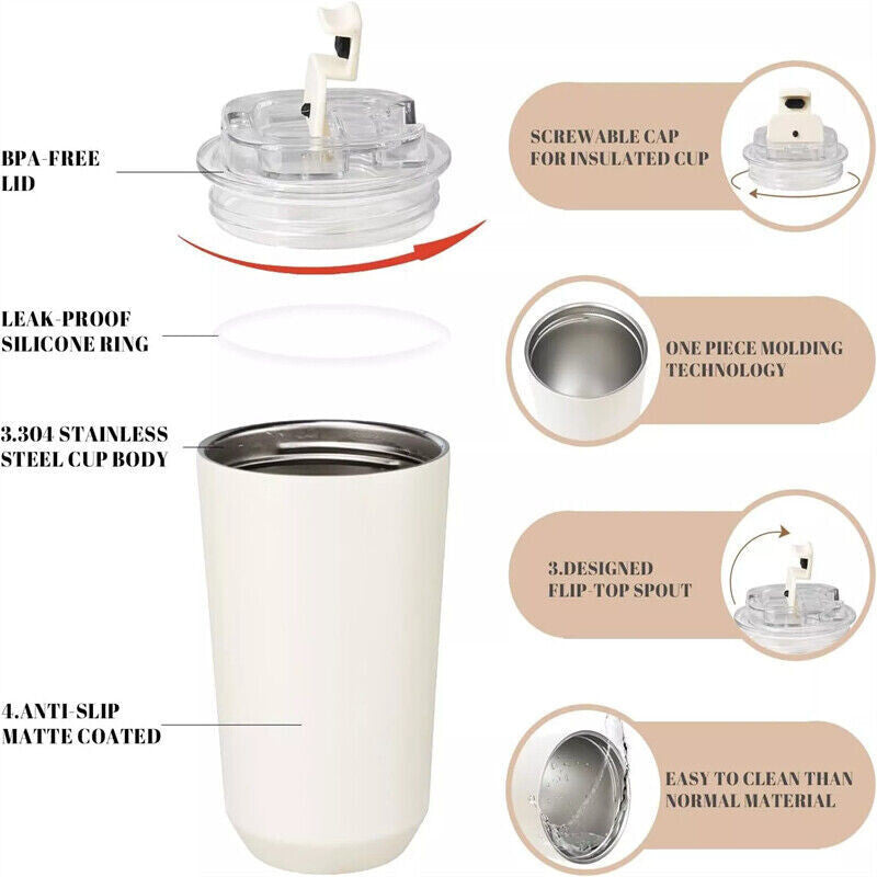 Coffee Mug Stainless Steel Travel Water Bottle Insulated Cup --pink